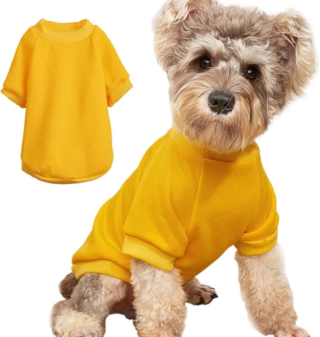 Puppy Sweater for Small Dogs Clothes Warm Winter Cat Clothe Pet Sweatshirt Knitwear Doggie Kitten Clothing, Yellow, Medium