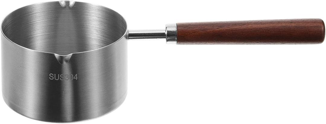 Kichvoe Small Sauce Pan with Handle 8.26In Stainless Steel Mini Oil Drip Pot 250Ml Compact Kitchen Saucepan with Double Pour Spouts for Heating Oils and Sauces