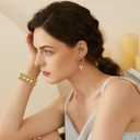 fastgo Beaded Bracelet Band Compatible with Apple Watch Bands 41mm/40mm/38mm/44mm/45mm/42mm/49mm Women, Natural Pearl Beaded Elastic Strap for Iwatch Bands(Gold)