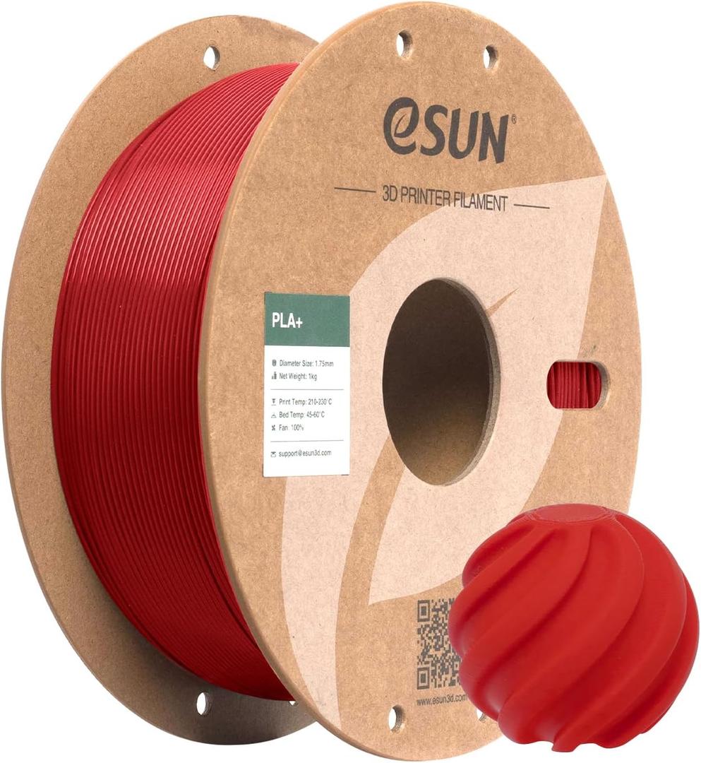 eSUN PLA+ Filament 1.75mm, 3D Printer Filament PLA Plus, Dimensional Accuracy +/- 0.03mm, 1KG Spool (2.2 LBS) 3D Printing Filament for 3D Printers, Fire Engine Red
