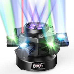 Moving Head DJ Lights, 150W RGBW LED Moving Head Light with Mixed Lighting Effects, 6 Arms Party Lights Support DMX-512 & Sound Activated, Stage Lights for Party Disco KTV Wedding Club