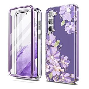 SURITCH for Samsung Galaxy S23 6.1 Inch Case, [Built-in Screen Protector] [Dual-Layer Protection ] Full Shockproof Rugged Bumper Phone Protective Cover - Purple Cosmos