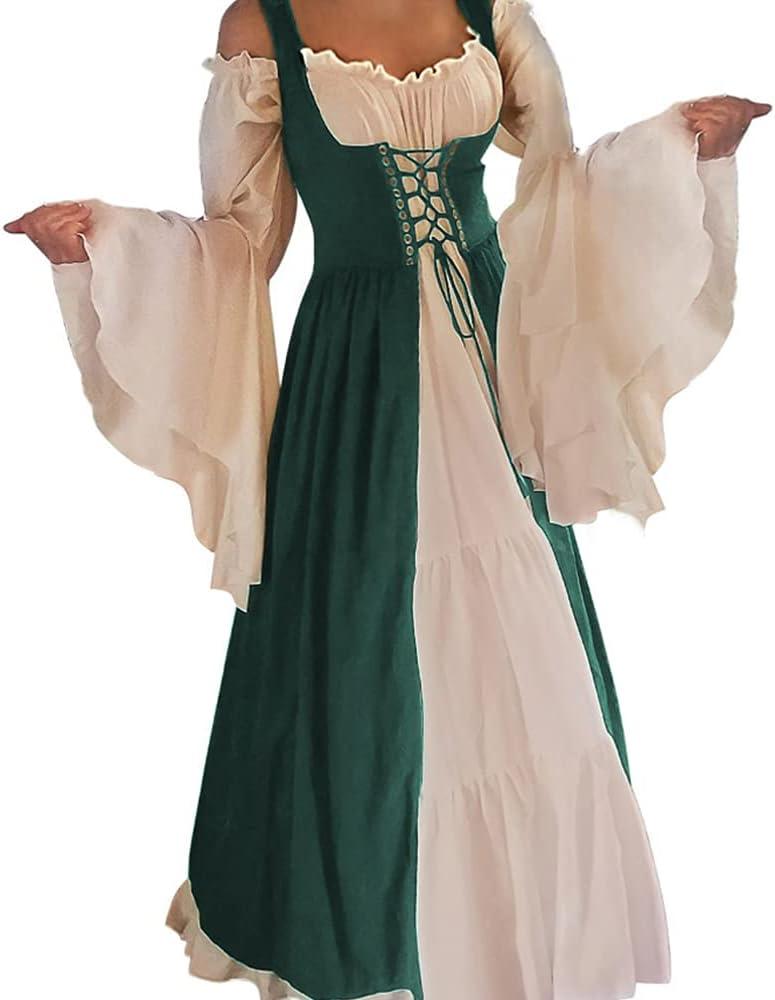 Abaowedding Womens's Medieval Renaissance Costume Cosplay Over Dress (2XL/3XL, Dark Green)