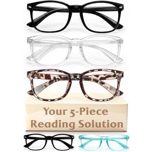 CHEERS DEVICES Reading Glasses for Women Men, Eyeglasses, Blue Light Readers for Men Women (5 Pack Mix Color)