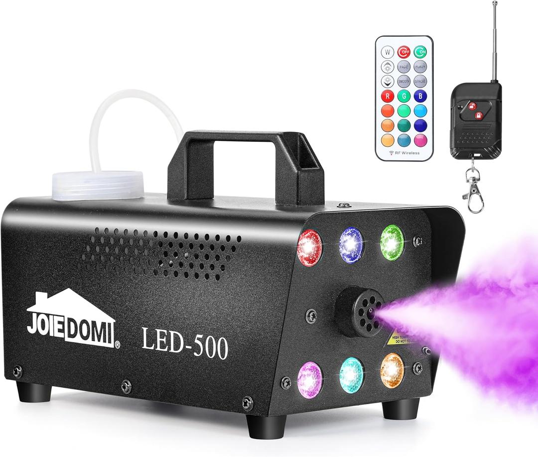 Joiedomi Halloween Fog Machine with 13 Colors, 500W Halloween Smoke Machine with 4 light modes & Wireless Remote Control for Parties Decoration Holiday Events, Wedding (Not Included Atomized Liquid)