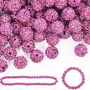 100pcs 10mm Rhinestone Clay Beads for Crafting - Ice Collection Baseball Bling Style, Round Shamballa Disco Ball Design, Fancy Sparkle for DIY Jewelry Making Christmas Decorations(Champagne Pink)