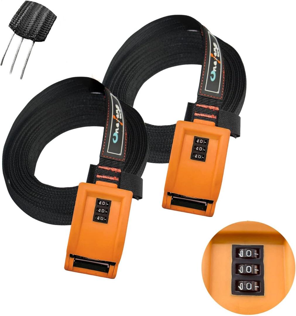 800lbs Lockable Tie Down Straps with 3-Digit Password Buckle Include 3 Steel Cables 1.5" Width Keep Kayak Surfboard Paddleboard Canoe Safe 2pack Each Strap 10FT (Password Lock Strap,1.5"(W)10'(L))