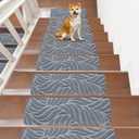 Non-Slip Stair Treads Mat Carpet for Wooden Steps(7/15 Pack), 21.6 x 7.4IN Self-Adhesive, Safety Indoor Stair Runner Mats, Anti Slip Stair Treads for Kids Elders and Dogs Pets (Light Grey)