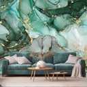 Green Marble Wallpaper Mural Abstract Large Photo Art Wall Murals for Bedroom Living Room (Not Self-Adhesive) (127" x 96")