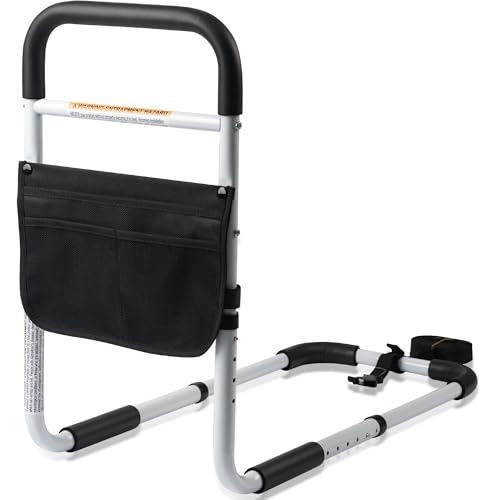 Panta Bed Rails for Elderly Adults, Adjustable Bed Assist Bar for Seniors, Medical Bed Safety Rail with Storage Bag and Fixing Strap, Portable Bed Cane Fit King, Queen, Full, Twin, Medium, Black