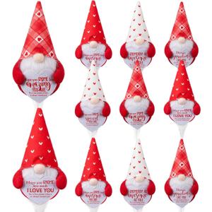 Kathfly 24 Sets Valentines Gnome Mini Plush Figurines Bulk with Heart Cards Red Small Gnome Tired Tray Table Decor Valentine Gift for Coworker Employee Office Home Decoration Galentine Party Supplies