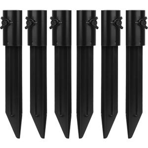 Impresa Tiki Torch Holder Stakes - 6-Pack, 10.75-Inch, Black Aluminum - Metal Ground Spikes for Outdoor Tiki Torch Stands & Solar Light Holders