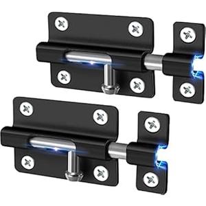 Door Security Slide Latch Lock with 12 Screws , 2 Pack Keyless Entry , Thickened Heavy Duty Steel Sliding , Easy to Install Gate