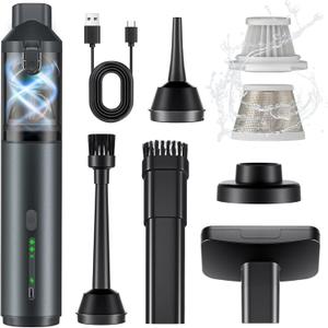 Car Vacuum Portable with 16000Pa Powerful Suction, Handheld Vacuum Cordless Rechargeable Blow & Suction 4 in 1, Small Vacuum Cleaner for Car, Home, Office, Outdoor (Grey) (Gray)