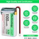 Meshnology 4PCS 3.7V 1100mAh Li Battery with USB Charger Cable 102540 1S LiPo Battery with Protection Board Insulated Rubber Tape and Micro JST 1.25 Plug for Arduino ESP32 Module Board Drone RC Car