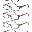Kerecsen Reading Glasses 5 Pairs Fashion Ladies Readers Spring Hinge with Pattern Print Eyeglasses for Women (Mix Color -2, 2.25)