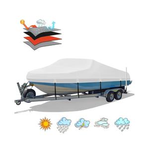 Heavy Duty 1200D PU Waterproof Boat Cover, 14'- 16' Trailerable Marine Grade Polyester Canvas, Fits 14-16ft V-Hull, Tri-Hull, Fishing Boat, Runabout, Pro-Style Bass Boat with Tightening Strap
