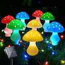 Upgraded Outdoor Solar Garden Lights, 8 Pack 50 LED Mushroom Outdoor 8 Modes 23ft Waterproof Solar Powered Landscape Cute Fairy String Light for Yard Patio Outside DecorMulticolor
