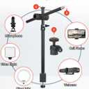Overhead Camera Mount Desk Stand, Camera Arm Desk Mount Clamp Stand with 360Adjustable Magic Arm, Webcam Arm Mount Stand w Ballhead Phone Mount for Desk Logitech Microphone Video Light Cell Phone