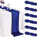 6 Pack Cheesecloth Table Runner 20 x 120 Inch Royal Blue Boho Gauze Cheese Cloth Table Runners 10 FT Long Rustic Sheer Table Decorations for Wedding Party Baby Bridal Shower Birthday Holiday Home