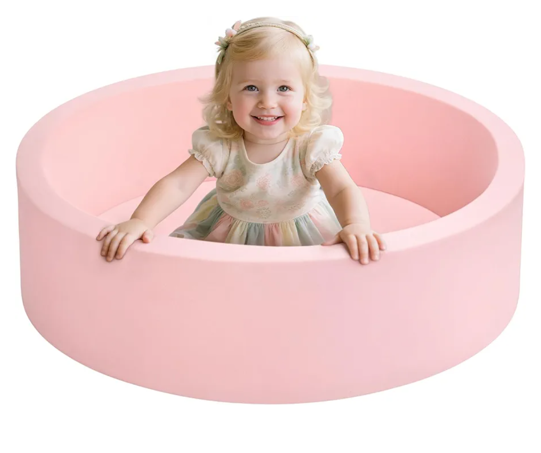 Foam Ball Pit for Toddlers, Large Baby Ball Pit for Babies with Soft Memory Sponge, Indoor Outdoor Baby Playpen, Kids Play Ball Pool, Gift Toys for Infants Boys and Girls (Pink, NO Balls)