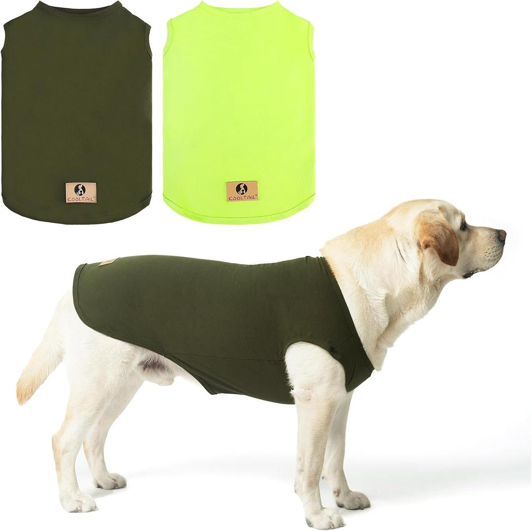 KOOLTAIL Dog Clothes for Large Dogs, 2 Pack Cotton Fall/Winter Warm Dog T Shirts Coats for Outdoor, UV & Insect Protection Anti-Hair Loss & Lightweight Pet Vest Tank Tops Apparel (Green & Light Green, 3XL)