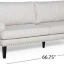 Christopher Knight Home Greta Fabric Loveseat, Beige, Dark Brown, 66.75 x 30 x 33 inches