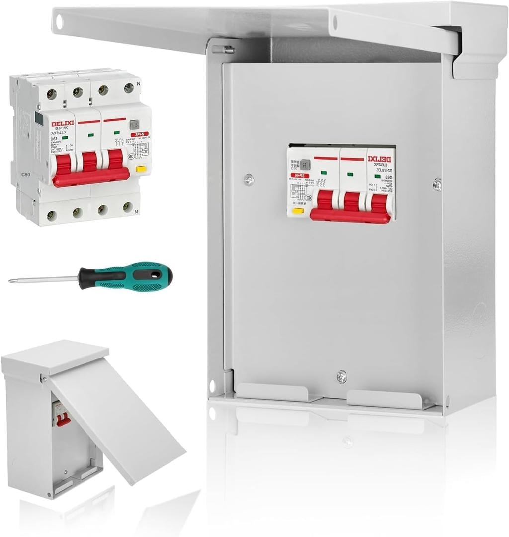 Magula 60 Amp Spa Panel with 3-Pole 60 Amp GFCI Breaker Included UL Listed Extra Spaces for Branch Circuits Outdoor Rated Weatherproof Box for Spa with Knockouts