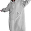 Bedsure Wearable Blanket Hoodie, Valentines Day Gifts for Her Wife Women Girlfriend, Shaggy Sherpa Oversized Hooded Blanket (Grey)