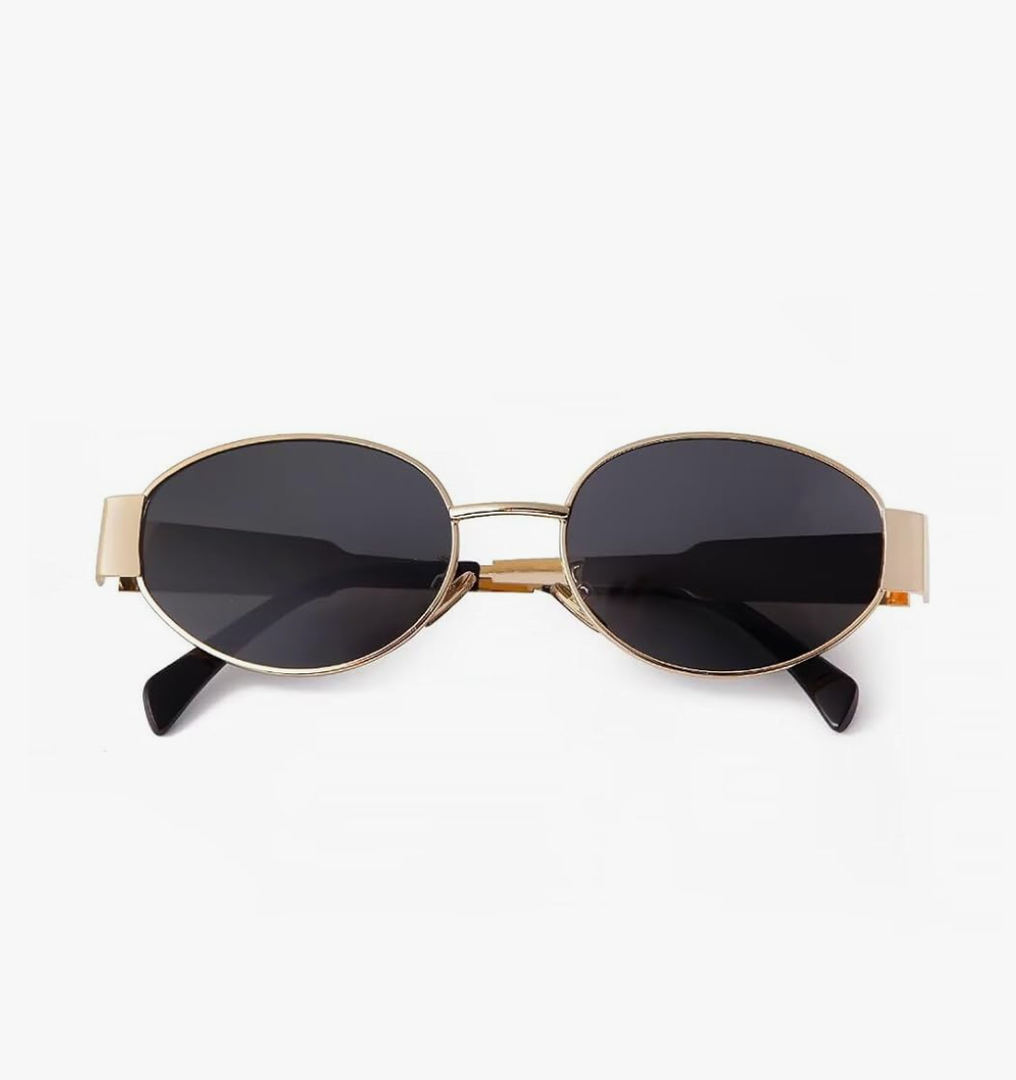 Retro Oval Sunglasses for Women Men Trendy Small Sun Glasses Classic Metal Frame Shades UV400 Protection