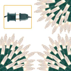 3 Sets Christmas Lights, 150 Count 33 FT Each Mini String Lights, Clear Green Wire Fairy Light, 120V UL Certified Connectable Xmas Tree Light for Holiday Patio Party Outdoor Decoration, Warm White