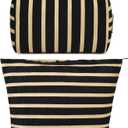 SOIDRAM 2 Pieces Makeup Bag Large Stripe Cosmetic Bag Capacity Canvas Mix Travel Toiletry Bag Organizer Cute Makeup Brushes Aesthetic Accessories Storage Bag for Women, Stripe Mix Black