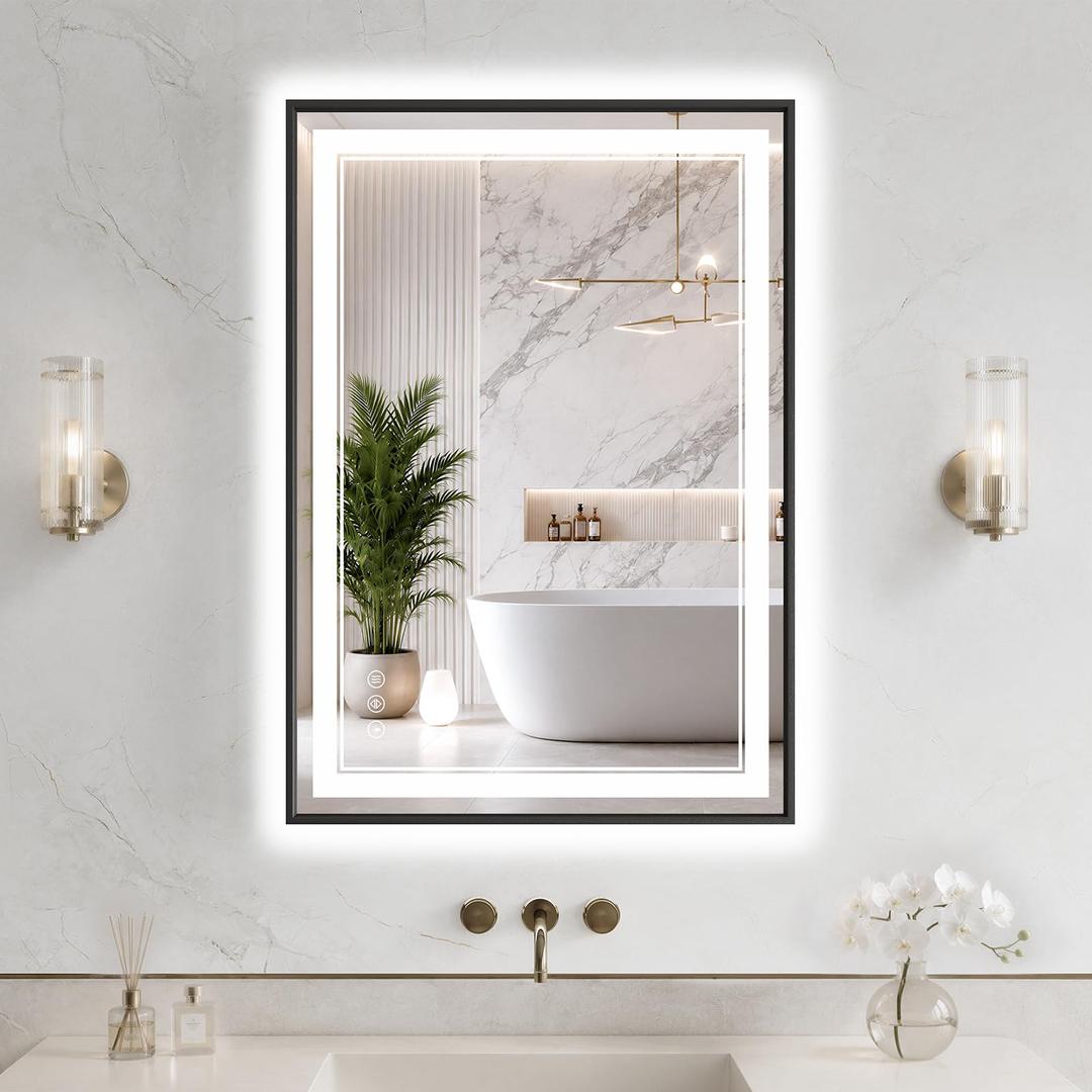36"x48" LED Bathroom Mirror with Lights, Backlit + Front Lit, Anti-Fog
