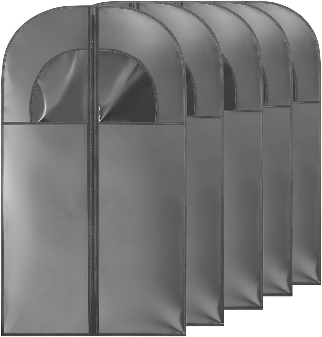 Kimmama Dress Bags for Gowns, Garment Bags for Hanging Clothes, Garment Protector Cover for Wedding Dress, Suit, Dance Costumes, Coat, PEVA, Grey, 23.6" x 43.3"