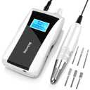 Beloving Portable Nail Drill Machine,30000RPM Rechargeable Electric Nail File Professional with Speed Display,Sanding Bands and Bits,Efile for Acrylic Dip Gel Nails Manicure Pedicure Home Salon Use (White)