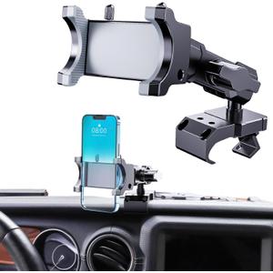 Upgraded Metal Phone Mount for Jeep Wrangler JL JLU 2018-2023 and Gladiator JT 2020 2021 2022 2023 Phone Holder Dash Mount System Kit Dashboard Accessories Driver Side (Not for 4xe) (18-23 (Driver side))