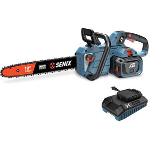SENIX Cordless Chainsaw,60V 18" Battery Garden Tool
Brushless Electric Chain Saw, 4Ah Battery & Charger,Garden Tool for Pruning, Branch Trimming, Gifts