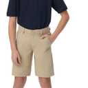 French Toast Boys' Flat Front Microfiber Performance Stretch Short (Beige)