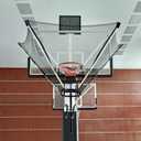 Basketball Shot Trainer with 180° Rotating Return Chute, Basketball Rebounder Net Return System, Suspended Shooting Machine for Training