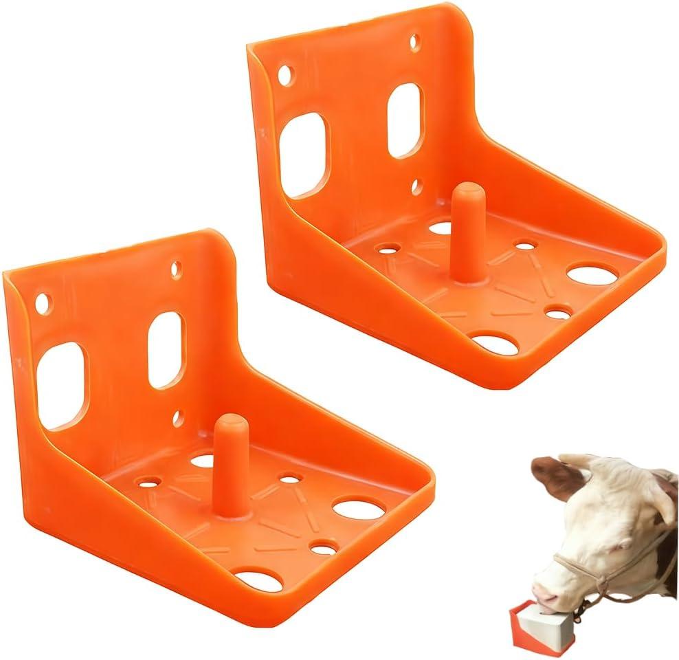 2 Pack Thick Salt Block Holder Mineral Brick Feeder Tray for Cattle Horse Goat Sheep (Small Size, Orange)
