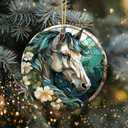 5 x Horse Ornament 2025  White Elephant Gift Ornament, Artistic Horse Lover Gift, Rustic Farmhouse Holiday Tree Decoration, Animal Art Floral, Country Home Dcor