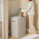 SONGMICS Laundry Basket, 44.9 Gal. Laundry Hamper, 2 Compartments, Easy Assembly, with Lid and Handles, Removable Liners, 22 x 15.7 x 29.5 Inches, Cappuccino Beige ULCB813L01, 170 L