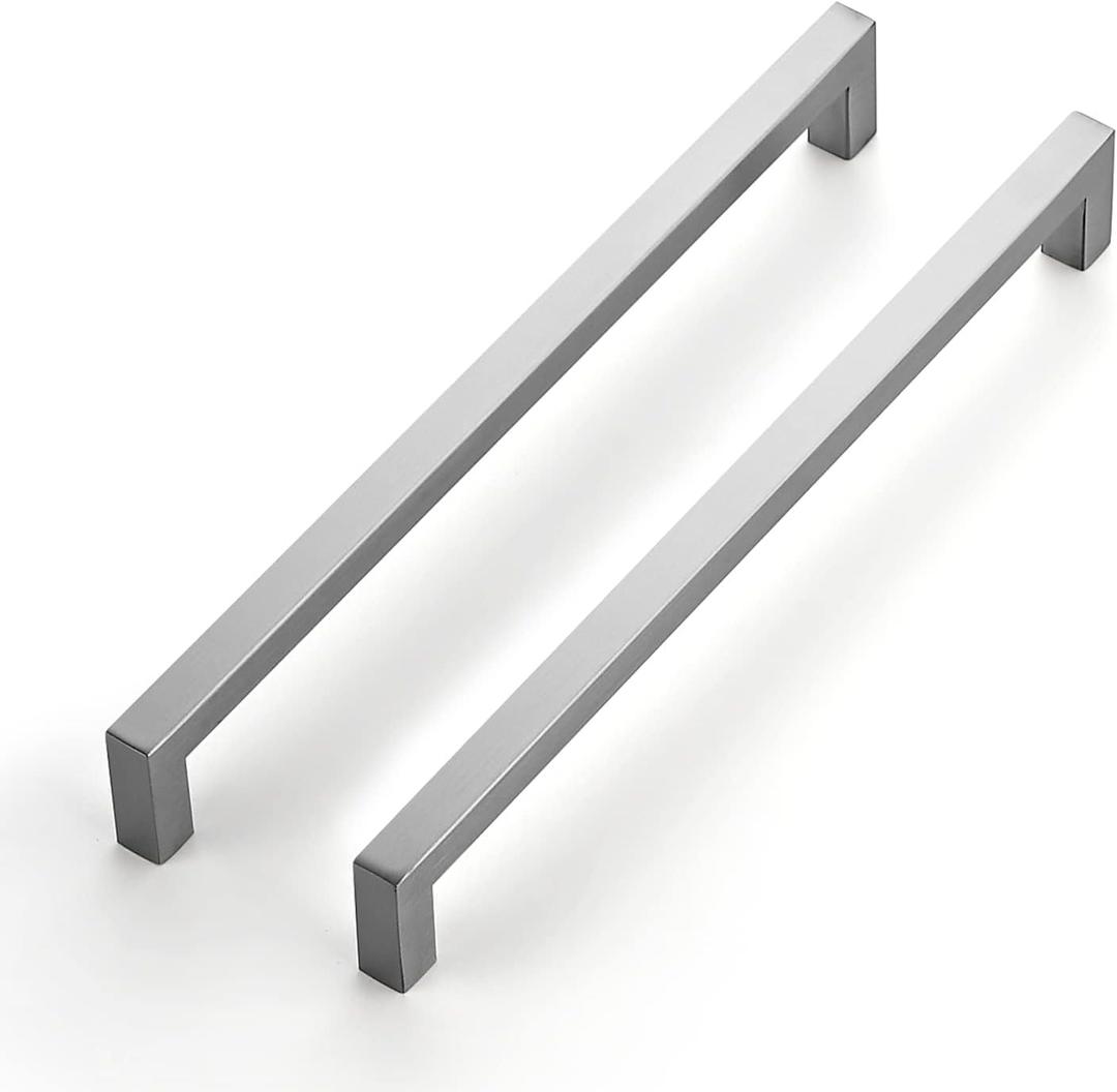 Ravinte 2 Pack Square Bar Kitchen Cabinet Handles Brushed Nickel Cabinet Pulls Drawer Pulls with 10 Inch Hole Center Kitchen Handles Hardware for Drawer Dresser and Cupboard