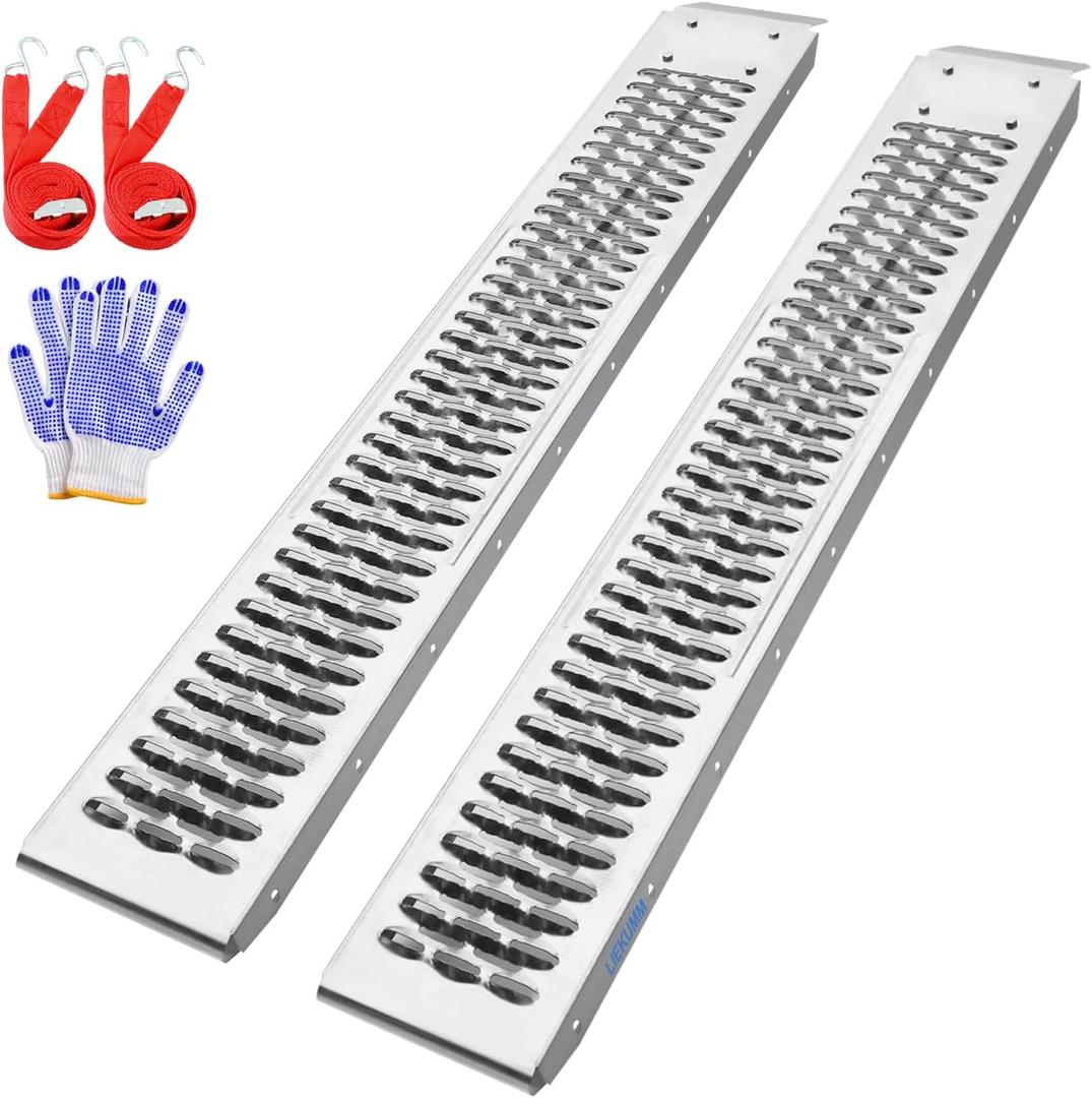 LIEKUMM 59.5" Steel Loading Ramps  Heavy-Duty Quad Ramps for Pickup Trucks, ATVs, Lawn Mowers, and Trailers, Portable 6FT Ramp Pair, 960 lbs Capacity (2-Pack)