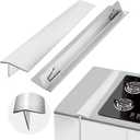 2 PCS Expandable Stainless Steel Stove Gap Covers (13.8"-27.5"), Kitchen Counter Filler Strip,Easy Retractable Length Cooktop Trim KitOven Gap FillerHeat Resistant Guard Between (Silver)