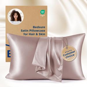 Bedsure King Size Satin Pillowcase Set of 2 - Dusty Rose Silky Pillow Cases for Hair and Skin with Envelope Closure, Similar to Silk Pillow Cases, Gifts for Women Men, 20x36 Inches