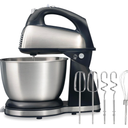 Hamilton Beach Classic Stand and Hand Mixer, 4 Quarts, 6 Speeds with QuickBurst, Bowl Rest, 290 Watts Peak Power, Black and Stainless