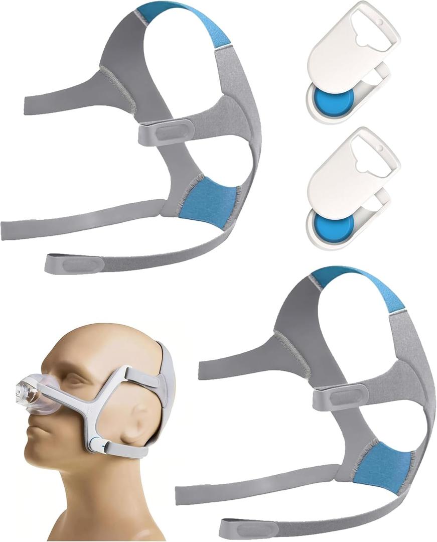 Headgear Replacement 2Packs Compatible with AirFit N20 Mask, 2Packs Elasticity Premium Nylon Soft Headgears+2Pairs Features Magnetic Clips (Small)
