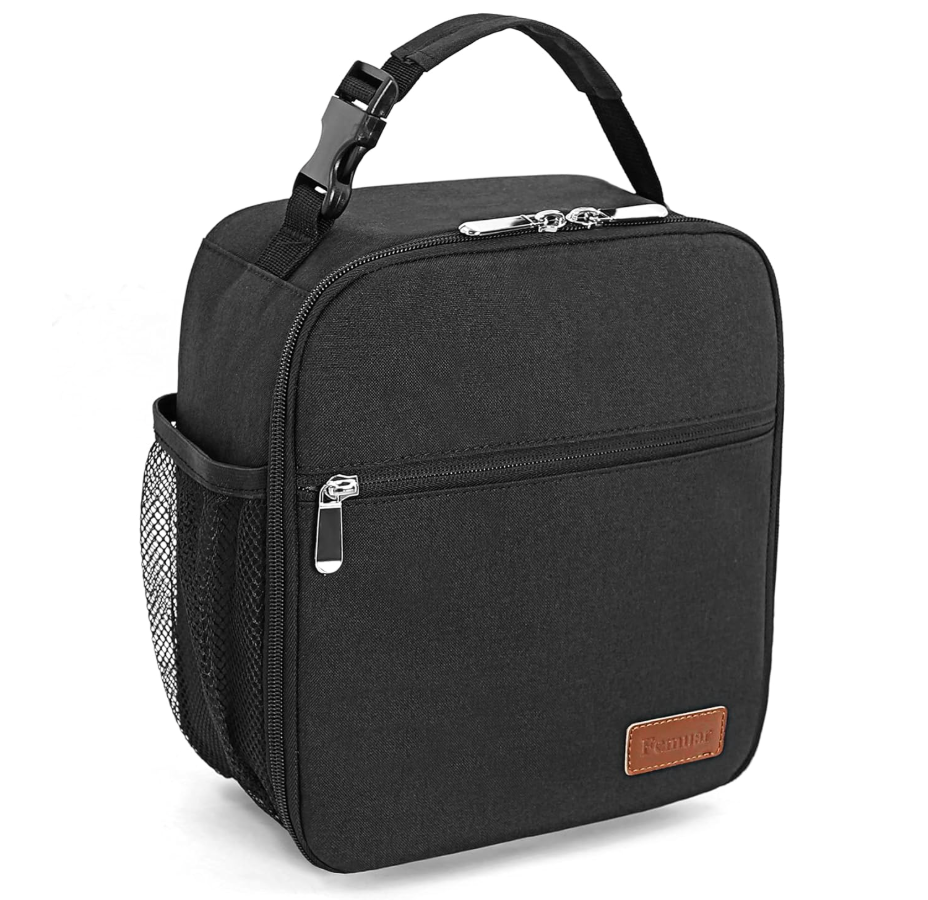 Femuar Lunch bag for Men Women Adults Small for Office Work Picnic  Reusable Portable Lunchbag, Black
