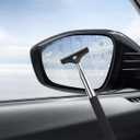 Car Side Mirror Squeegee, Retractable Vehicle Rear View Mirror Wiper with Anti-Slip Handle, Portable Auto Rearview Squeegee Cleaner, Universal Fit (Black/Car Logo)